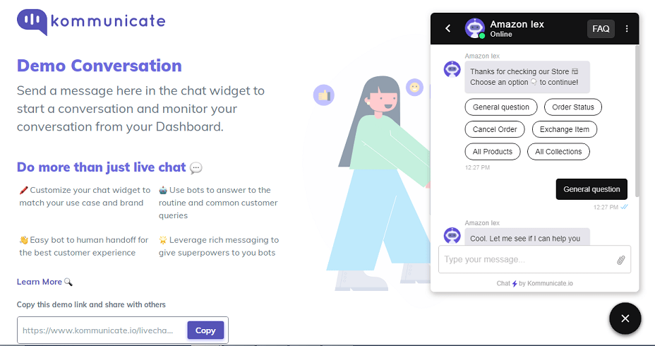 amazon chatbot interface