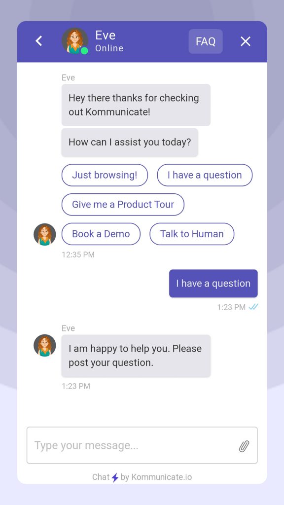 Welcome customers with chatbot